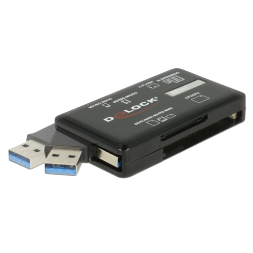 Preview: Delock SuperSpeed USB 5 Gbps Card Reader für CF / SD / Micro SD / MS / M2 / xD Speicherkarten
